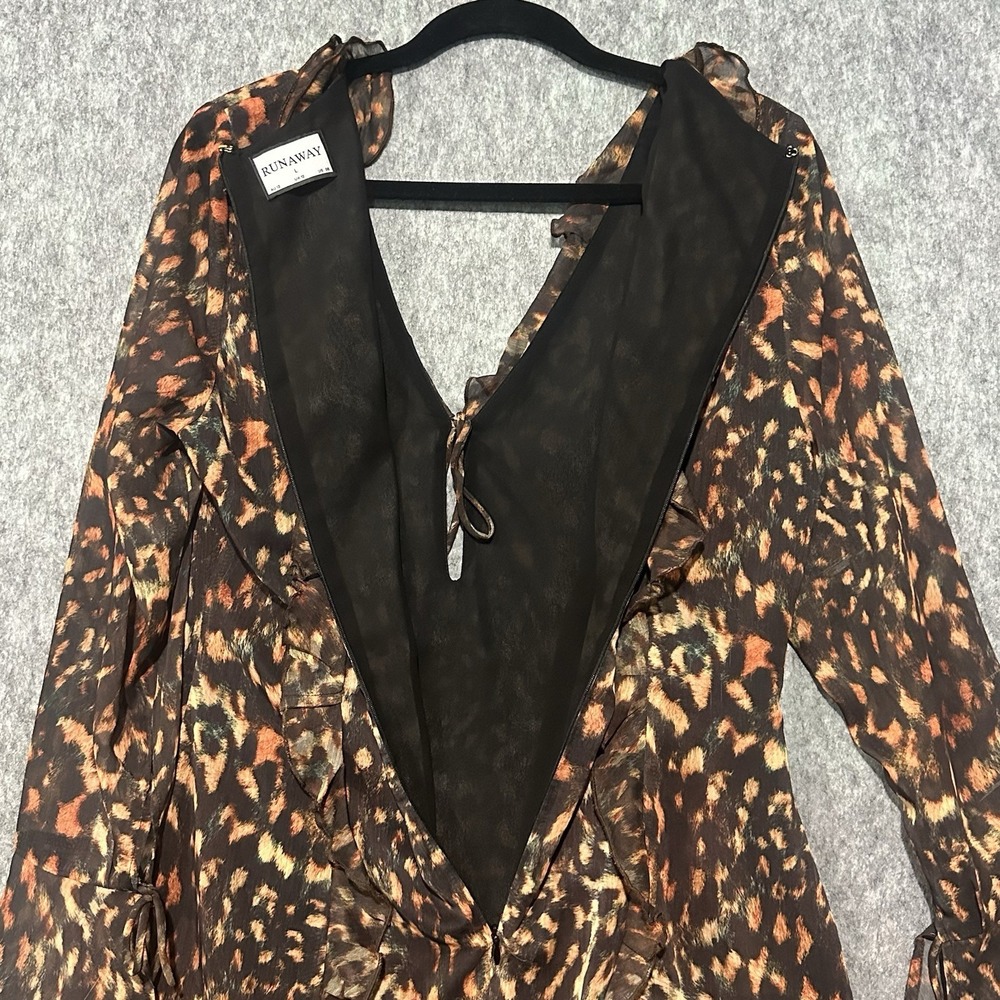 Runaway Brown Leopard-Print Ruffle Mini Dress - Picture 5 of 12